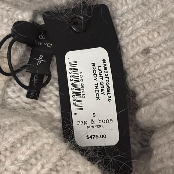 NWT rag & bone Brody Turtleneck Cable Knit Boxy Sweater Wool Angora blend Sz S - Picture 5 of 10